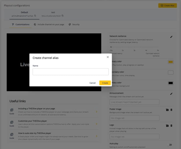 Create channel alias