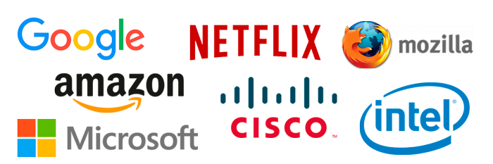 Who are part of the Alliance for Open Media logo